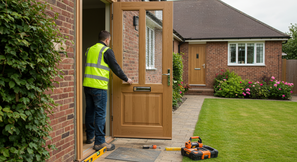 La pose d'une porte d'entrée